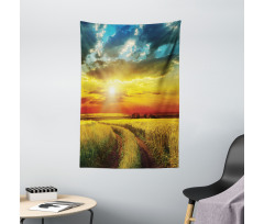 Sunset Over Field Picture Tapestry