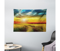 Sunset Over Field Picture Wide Tapestry