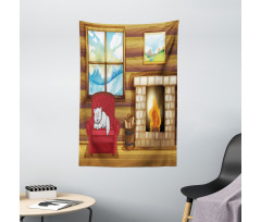 Sleepy Cat Rustic House Tapestry