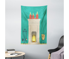 Classic Log Fire Candles Tapestry