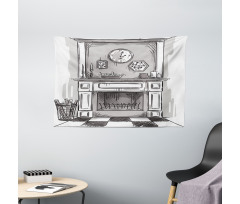 Greyscale Cozy Edge Home Wide Tapestry