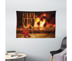 Romantic Champagne Glass Wide Tapestry