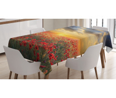 Scenic Field Sunset Sky Tablecloth