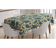 Vintage Colorful Floral Tablecloth