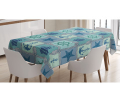 Ships Wheel Turquoise Tablecloth