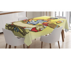 Sailor Blonde in Lifebuoy Tablecloth
