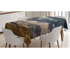 Fluffy Clouds Mountains Tablecloth