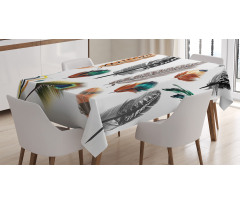 Bird Feather Retro Vibrant Tablecloth