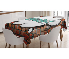 Words Cracked Brick Wall Tablecloth