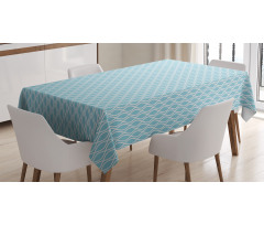 Wavy Water Lines Circled Tablecloth