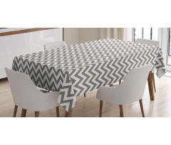 Grey and White Zig Zag Tablecloth