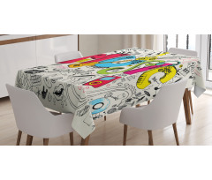 Pop Art Doodle Style Art Tablecloth