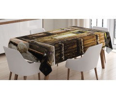 Wooden Planks and Rocks Tablecloth
