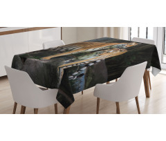 Tiger Couple in Jungle Tablecloth