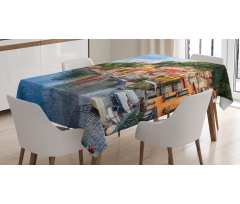 Yacht Boat Idyllic Town Tablecloth