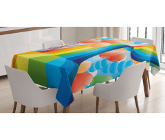 Rainbow Romantic Hearts Tablecloth