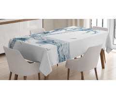 Palm Tree Boat Sketch Tablecloth