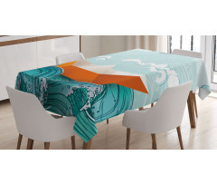 Navy Sealife with Waves Tablecloth