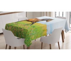 Horse Rural Flowers Tablecloth