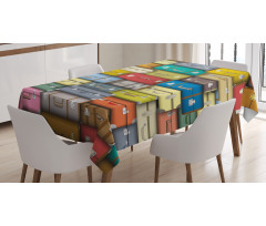 Colored Travel Suitcase Tablecloth