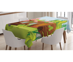 Worms in Wooden Tree Tablecloth