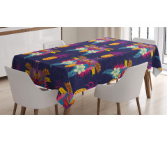 Vivid Flowers Pineapples Tablecloth