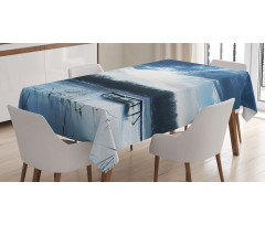 Blue Mountain Lake Scene Tablecloth