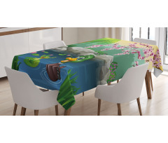 Duck and Frog in a Lake Tablecloth