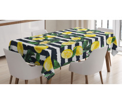 Fresh Lemons Striped Tablecloth