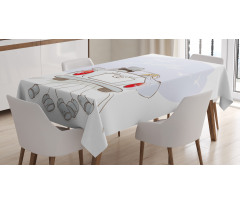 Retro Married Couple Car Tablecloth