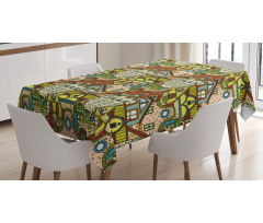 Old City Colorful Town Tablecloth