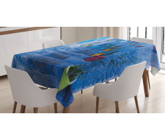 Colorful Flowers on Street Tablecloth