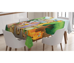 Playful Outdoors Animals Tablecloth