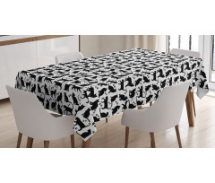 Black Silhouettes Friendly Tablecloth