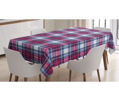 Pink and Blue Tartan Tablecloth