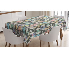 Hipster Cats with Glasses Tablecloth
