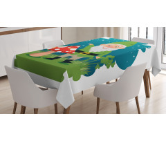 Elf with Mushroom in Forest Tablecloth