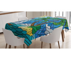 Stained Glass Mosaic Style Tablecloth