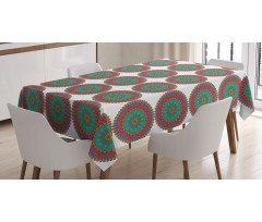 Colorful Curly Motif Tablecloth