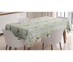 Stripes Sketched Leaves Tablecloth