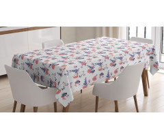 Monstera Leaves and Animals Tablecloth