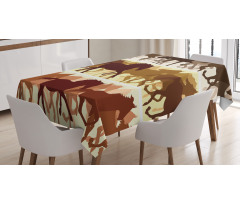 Monochrome Animal Silhouettes Tablecloth