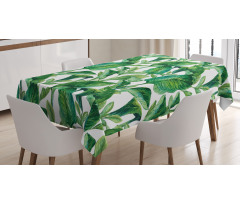 Doğa Sanatı Masa Örtüsü Yeşil Sulu Boya Yaprak