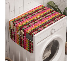 Vintage Çamaşır Makinesi Düzenleyici Parlak Yıldızlar ile Üçgenler ve Çiçekler