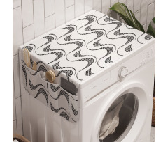 Benekli Çamaşır Makinesi Düzenleyici Siyah Beyaz Noktalı Desenli Daire Çizimli