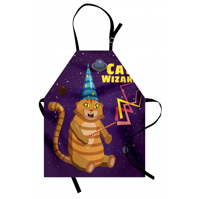 Cat Wizard Funny Cartoon Apron