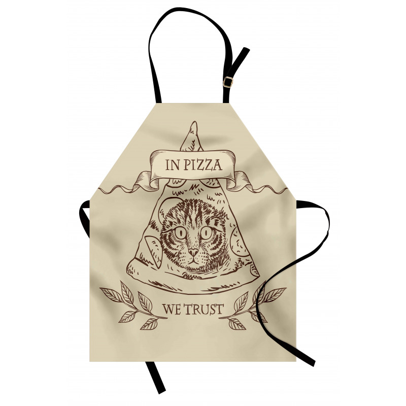 Cat Face in Pizza We Trust Apron