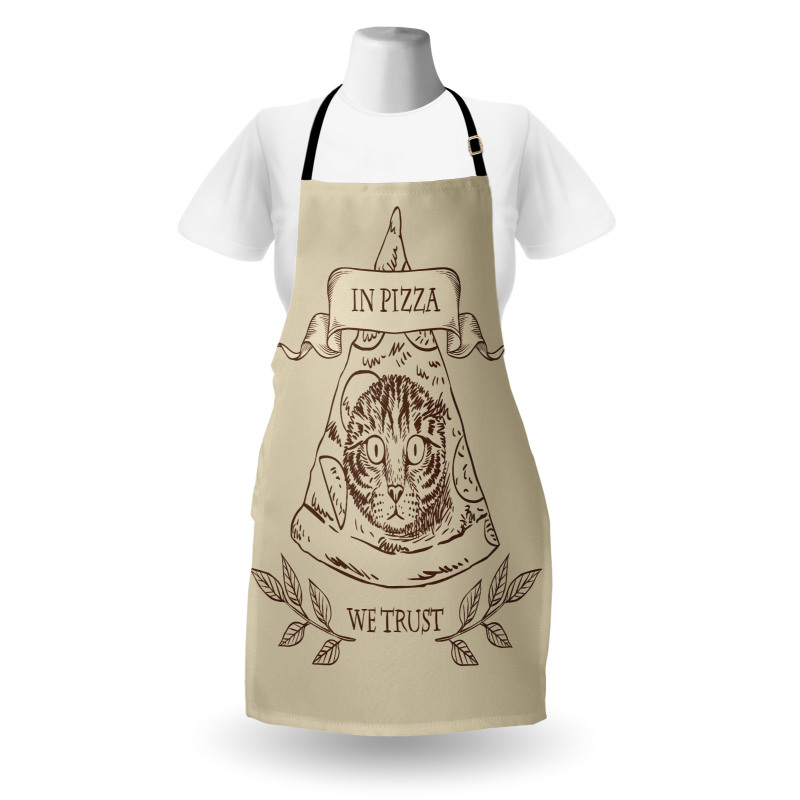 Cat Face in Pizza We Trust Apron