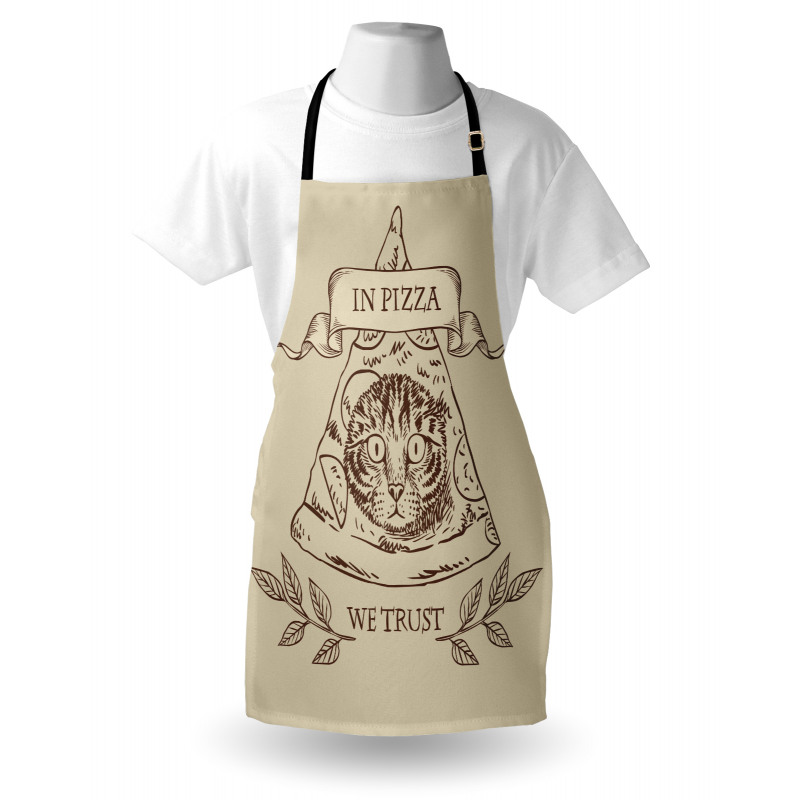 Cat Face in Pizza We Trust Apron