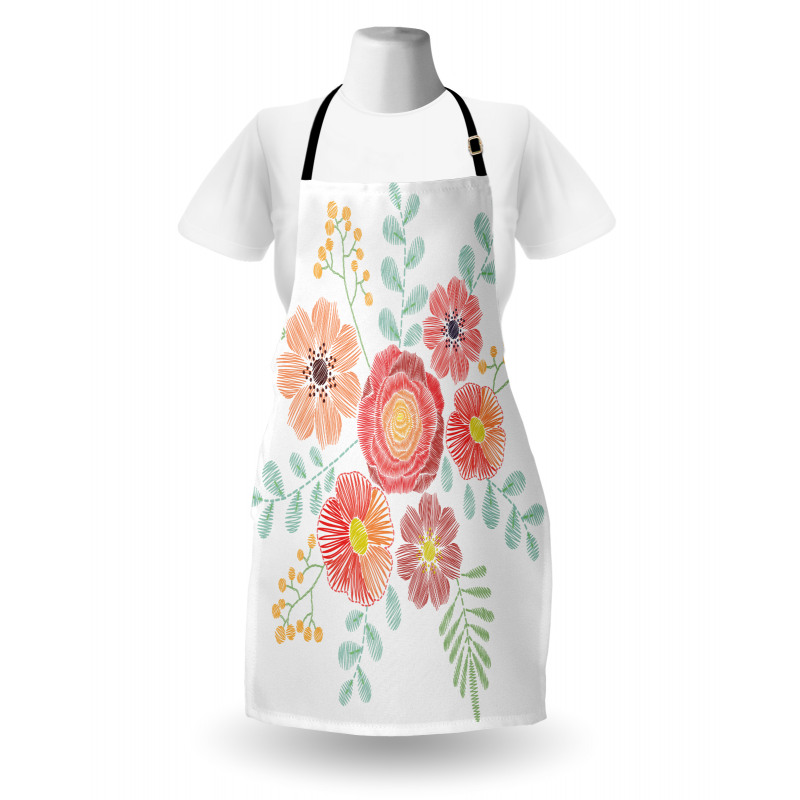 Pastel Folkloric Flowers Apron